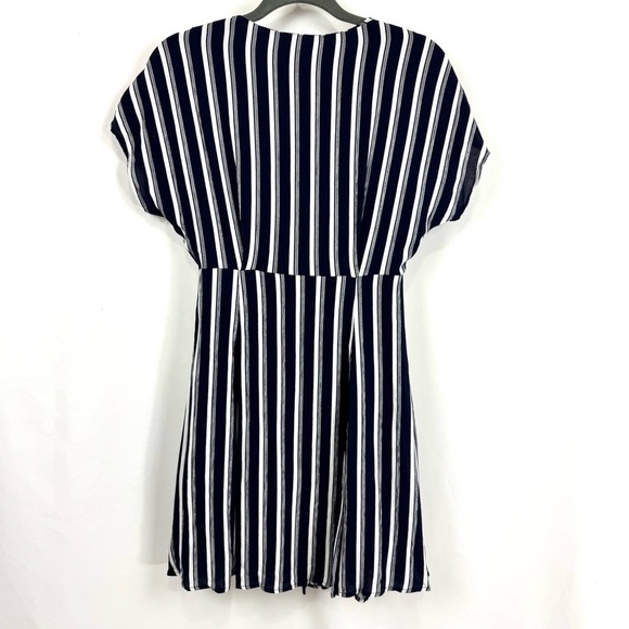 Bp Nordstrom Women’s XXS Button Front Prairie Mini Dress Navy Stripped Nautical - Picture 7 of 14